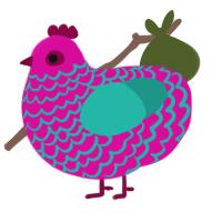 (unnamed), a fuchsia and turquoise chicken with a lace pattern