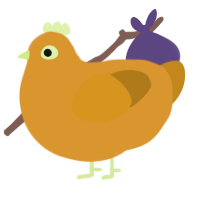 Nugget, a orange and ochre chicken