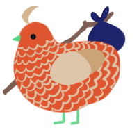 Mrs Puff, a vermilion and beige chicken with a lace pattern