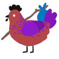 (unnamed), a red and violet chicken with a half-lace pattern