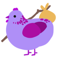 Grapes, a lilac and plum chicken with a neck-speckle pattern