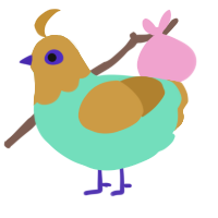 Cooy, a mint and gold chicken with a head pattern