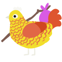 (unnamed), a yellow and vermilion chicken with a lace pattern