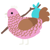 February, a pink and brown chicken with a lace pattern