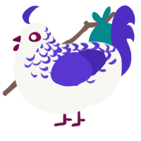 Snowberry, a white and indigo chicken with a half-lace pattern