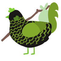 Monster Zero Sugar, a sable and chartreuse chicken with a lace pattern