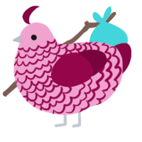 Gabriella, a pink and maroon chicken with a lace pattern