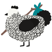 Marble, a white and sable chicken with a double-lace pattern