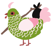 (unnamed), a chartreuse and rose chicken with a lace pattern