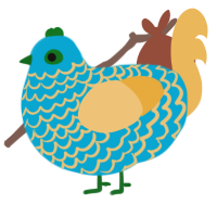 Memory, a cerulean and honey chicken with a lace pattern