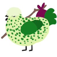 Freshie Hay, a apple and leaf chicken with a speckle pattern