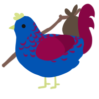 strangr, a ultramarine and maroon chicken with a half-lace pattern