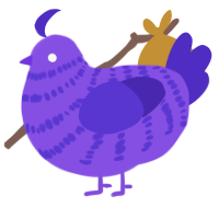 Purpening, a blurple and indigo chicken with a bar pattern