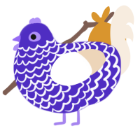 Blueberry Pie, a indigo and cream chicken with a lace pattern