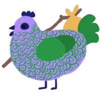 Mil, a lilac and viridian chicken with a double-lace pattern