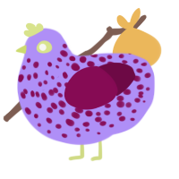 Jelly Bean, a lilac and wine chicken with a speckle pattern