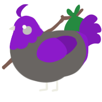 Kingdom, a grey and violet chicken with a head pattern