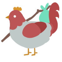 Rusty, a silver and red chicken with a head pattern