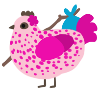 Rosé, a rose and fuchsia chicken with a speckle pattern
