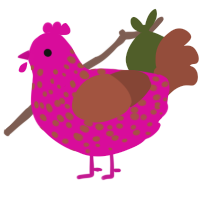Toblerone, a fuchsia and russet chicken with a speckle pattern