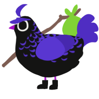 Cyanide, a black and indigo chicken with a half-lace pattern