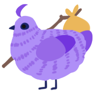 Veil Nebula, a lilac and blurple chicken with a bar pattern