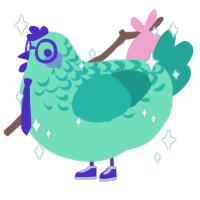 Gay Bar, a mint and turquoise chicken with a half-lace pattern