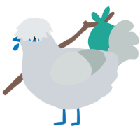 Gumdrop, a mist and silver chicken