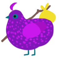 Pink Void, a violet and amethyst chicken with a speckle pattern