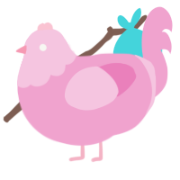 Sugarplum Fairy, a pink chicken with a head pattern