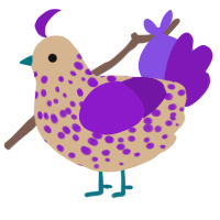 Spotted One, a beige and violet chicken with a speckle pattern