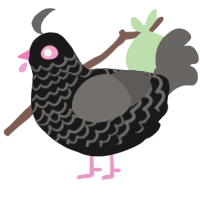 blink, a sable and grey chicken with a lace pattern