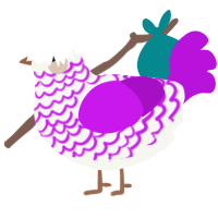 Moo, a white and amethyst chicken with a lace pattern