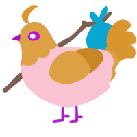 joye-shaped rock, a rose and orange chicken with a head pattern