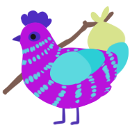 Berry Blossom, a amethyst and aqua chicken with a bar pattern