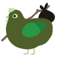 Pea, a olive and viridian chicken
