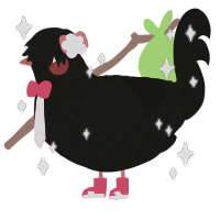 Bernadette, a black chicken with a lace pattern