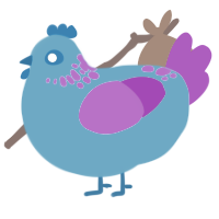 Iapetus, a sky and amethyst chicken with a neck-speckle pattern