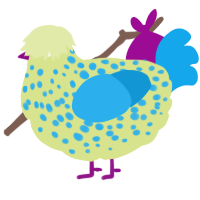 Orem, a lemon and sky chicken with a speckle pattern