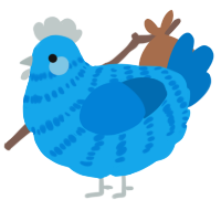 Eon, a sky and sapphire chicken with a bar pattern