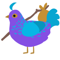 Ripple Effect, a blurple and cerulean chicken with a half-lace pattern