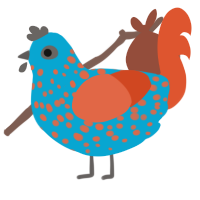 (unnamed), a cerulean and vermilion chicken with a speckle pattern