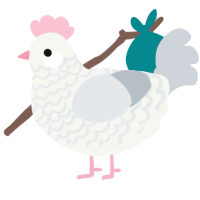 Ornament, a white and mist chicken with a lace pattern