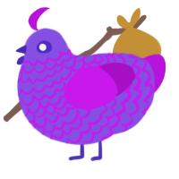 Purple and DERANGED, a blurple and amethyst chicken with a lace pattern
