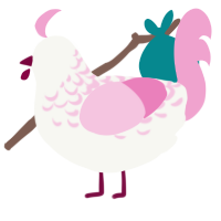 CoralBerry, a white and pink chicken with a half-lace pattern