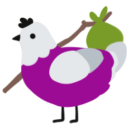 Grey but Purple, a plum and mist chicken with a head pattern