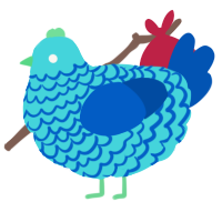 Gnop Gnop, a aqua and ultramarine chicken with a lace pattern