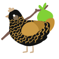 Pumpernickel, a black and gold chicken with a lace pattern