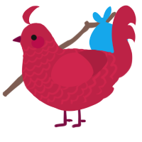 Yule, a crimson chicken with a lace pattern