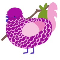 Whararyoo, a plum and pink chicken with a lace pattern